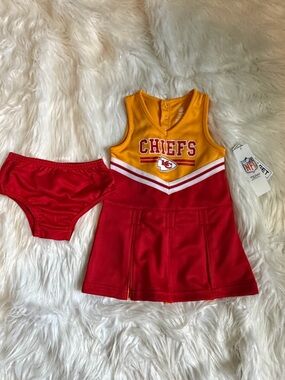 NFL Team Apparel Kansas City Chiefs Girls Cheerleader Dress With Bloomers Sz 3T